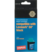 STAPLES Remanufactured Black Ink Cartridge Compatible with Lexmark 50