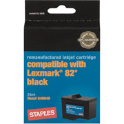 STAPLES Remanufactured Black Ink Cartridge Compatible with Lexmark 82