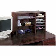 Safco 29" Wood Desktop Organizer, Mahogany