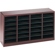 Safco E-Z STOR 24 Compartment Wood Literature Organizer,  Mahogany, 23h" x 41w" x11 3/4d"