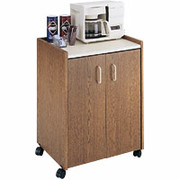 Safco Mobile Refreshment Center, 31"H x 23"W x 18"D, Medium Oak with White Top