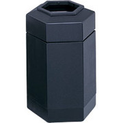Safco Trophy Collection Indoor/Outdoor Receptacle, Black, 29 1/2"H x 20"W x 17"D, 30 Gal.