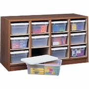 Safco Wood 12-Bin Supplies Organizer - Bins Included