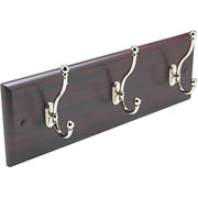 Safco Wooden Wall Rack, 3 hook, Mahogany