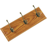 Safco Wooden Wall Rack, 3 hook, Oak
