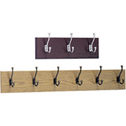 Safco Wooden Wall Rack, 6 hook, Mahogany