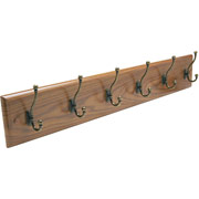Safco Wooden Wall Rack, 6 hook, Oak