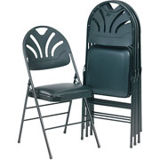 Samsonite FanFare Vinyl Padded Deluxe Folding Chair, Black/Black