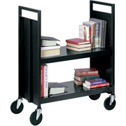 Sandusky 2 Flat Shelf Mobile Booktruck, Black