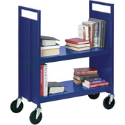 Sandusky 2 Flat Shelf Mobile Booktruck, Blue