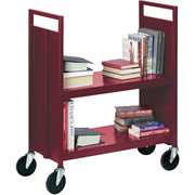 Sandusky 2 Flat Shelf Mobile Booktruck, Burgundy