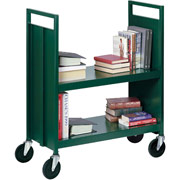 Sandusky 2 Flat Shelf Mobile Booktruck, Green