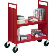 Sandusky 2 Flat Shelf Mobile Booktruck, Red