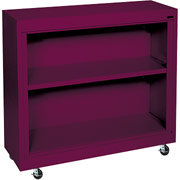 Sandusky 2 Shelf Mobile Bookcase, Burgundy