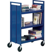 Sandusky 3 Flat Shelf Mobile Booktruck, Blue
