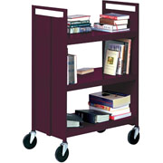 Sandusky 3 Flat Shelf Mobile Booktruck, Burgundy