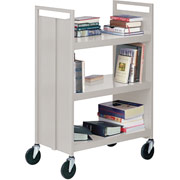 Sandusky 3 Flat Shelf Mobile Booktruck, Gray