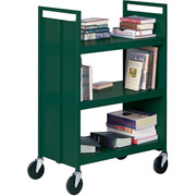 Sandusky 3 Flat Shelf Mobile Booktruck, Green