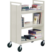 Sandusky 3 Flat Shelf Mobile Booktruck, Putty