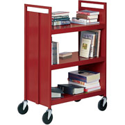 Sandusky 3 Flat Shelf Mobile Booktruck, Red