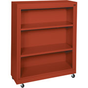 Sandusky 3 Shelf Mobile Bookcase, Red