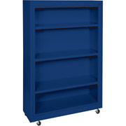 Sandusky 4 Shelf Mobile Bookcase, Blue