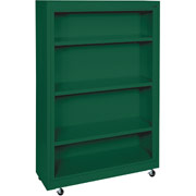 Sandusky 4 Shelf Mobile Bookcase, Green