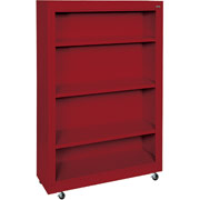 Sandusky 4 Shelf Mobile Bookcase, Red