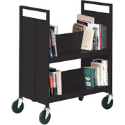 Sandusky 4 Sloped Shelf Mobile Booktruck, Black
