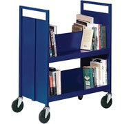 Sandusky 4 Sloped Shelf Mobile Booktruck, Blue