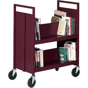 Sandusky 4 Sloped Shelf Mobile Booktruck, Burgundy
