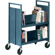 Sandusky 4 Sloped Shelf Mobile Booktruck, Charcoal