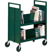 Sandusky 4 Sloped Shelf Mobile Booktruck, Green