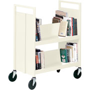 Sandusky 4 Sloped Shelf Mobile Booktruck, Putty
