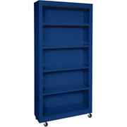 Sandusky 5 Shelf Mobile Bookcase, Blue