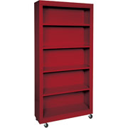 Sandusky 5 Shelf Mobile Bookcase, Red