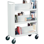 Sandusky 6 Sloped Shelf Mobile Booktruck, Black
