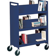 Sandusky 6 Sloped Shelf Mobile Booktruck, Blue