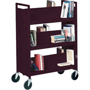 Sandusky 6 Sloped Shelf Mobile Booktruck, Burgundy