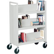 Sandusky 6 Sloped Shelf Mobile Booktruck, Gray