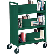 Sandusky 6 Sloped Shelf Mobile Booktruck, Green