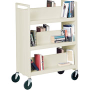 Sandusky 6 Sloped Shelf Mobile Booktruck, Putty
