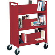 Sandusky 6 Sloped Shelf Mobile Booktruck, Red