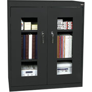 Sandusky Clear View Counter Storage Cabinet, 42"H x 36"W x 18"D, Black