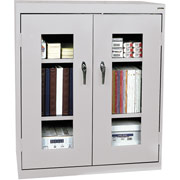 Sandusky Clear View Counter Storage Cabinet, 42"H x 36"W x 18"D, Dove Gray