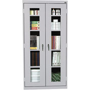 Sandusky Clear View Tall Storage Cabinet, 72"H x 36"W x 18"D, Dove Gray