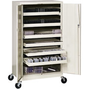 Sandusky Commercial Mobile CD Media Storage Cabinet, Putty