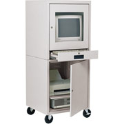 Sandusky Computer Cabinet, 58"H x 26"W x 24"D, Dove Gray