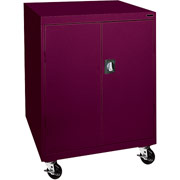 Sandusky Mobile Counter Height Cabinet, 42"H x 46"W x 24"D, Burgundy