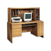 Sauder Cornerstone Collection Computer Desk & Hutch, Sky Alder Finish, Box 1 of 2